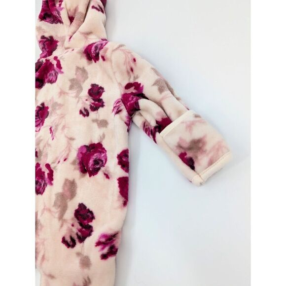 Laura Ashley Baby 0-3 Months Girls Hooded Coverall Pink Roses Print Soft Cuddle - Picture 7 of 10